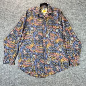 Protest Button Up Shirt Abstract Silk Small Multicolor Mens